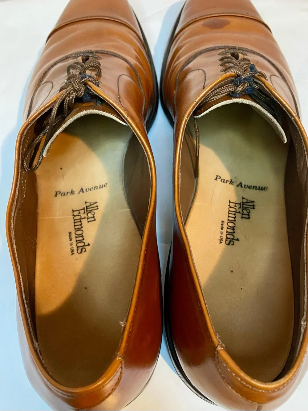 Men’s Park Avenue Allen Edmonds Cognac Brown Cap-Toe Oxfords
